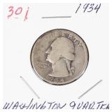 1934 Washington silver quarter