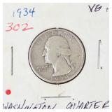1934 Washington silver quarter