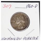 1960-D Washington silver quarter