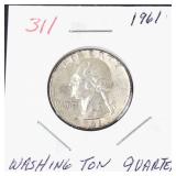 1961 Washington silver quarter