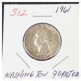 1961 Washington silver quarter