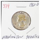 1961-D Washington silver quarter