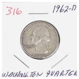 1962-D Washington silver quarter