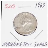 1963 Washington silver quarter