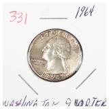 1964 Washington silver quarter