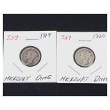 1919, 1920 Mercury dimes