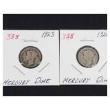 1920, 1923 Mercury dimes