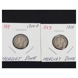 1924, 1924-D Mercury dimes