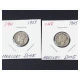 1925, 1929 Mercury dimes