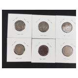 1901, 1905 (pitted), 1906 (worn), 1917, 1918, 1919 nickels