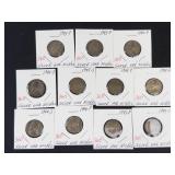1 complete set of 11 silver war nickels