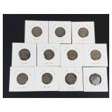 1 complete set of 11 silver war nickels
