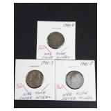 1945 P-D-S silver war nickels