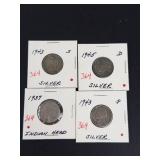1943-P, 1943-S, 1945-D silver war nickels, 1937 Buffalo nickel