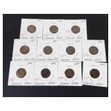 11 mixed date Indian Head Pennies