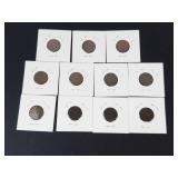 11 mixed date Indian Head Pennies