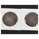 one hundred years of silver dollars: 1896 and 1996 silver dollars, toned.  1996 key date!