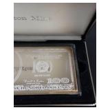 Washington Mint .999  4 ounce 100 dollar silver bar,  circa 2000 in original box