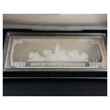 Washington Mint .999  4 ounce 100 dollar silver bar,  circa 2000 in original box
