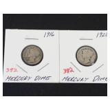 1916, 1920 Mercury Dimes