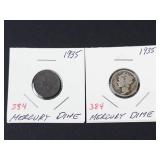 2) 1935 Mercury dimes