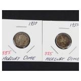 1937-D, 1939 Mercury dimes