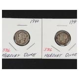 1940, 1941-D Mercury dimes