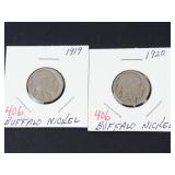 1919, 1920 Buffalo nickels
