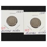 1928-S, 1930 Buffalo nickels