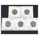 1934, 1934-D, 1936, 1937, 1937-D buffalo nickels