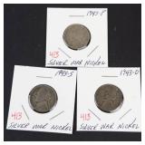 1943 P,D,S silver war nickels