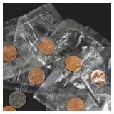 1 bag of 50 mixed date wheat cents: 9 in Littleton packaging, 16 steel cents some uncirculated