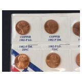 1) set of 7, 1982 cents.  an uncirculated example of each variety. Copper and Zinc
