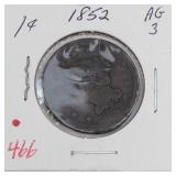 1852 US Large cent, rim damage