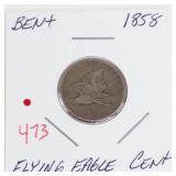 1858 Flying Eagle cent, bent