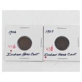 1906, 1907 Indian Head cents