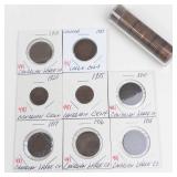 6 Canadian large cents: 1910 thru 1919 plus 1920, 1935 and 1 roll of 50 mixed dates