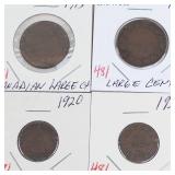 6 Canadian large cents: 1910 thru 1919 plus 1920, 1935 and 1 roll of 50 mixed dates