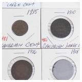 6 Canadian large cents: 1910 thru 1919 plus 1920, 1935 and 1 roll of 50 mixed dates