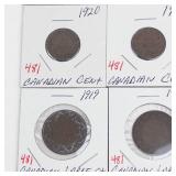 6 Canadian large cents: 1910 thru 1919 plus 1920, 1935 and 1 roll of 50 mixed dates
