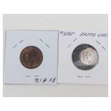 Netherlands 1955 1 Gulden silver plus 1948 5 cent
