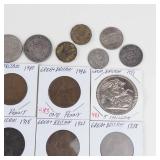 11) different Great Britian coppers: 1916 thru 1946 plus 1951 5 Shilling and 9 others