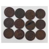 12 mixed date Indian Head Cents