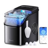 $128 GoveeLife Smart Ice Maker Countertop, Portable Ice Machine with Voice Control, 9 Ice Cubes in 6 Minutes 3 Sizes, 26lbs/24Hrs, Self Cleaning RGB Lights, Quiet Ice Maker with Scoop for Kitchen Blac