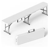 VSOAEIL 6 Foot Folding Bench, Portable Plastic Folding Bench Seat, Foldable Seat for Indoor Outdoor Picnic Camping Dining, Soccer Garden Multipurpose Entertaining Activities, White