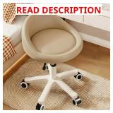 Rolling Stool   Ergonomic Swivel Seat, Adjustable Height, Ultra-Quiet Wheels, Padded PU Leather Cushion, for Salon, Office, Massage & Medical Use Khaki
