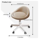 Rolling Stool   Ergonomic Swivel Seat, Adjustable Height, Ultra-Quiet Wheels, Padded PU Leather Cushion, for Salon, Office, Massage & Medical Use Khaki