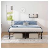 NEW JETO Metal Bed Frame,King Size Bed Frame with Storage Space,Heavy Duty Sturdy Mattress Foundation,Easy Assembly,No Box Spring Needed, Black,18 Inch,King