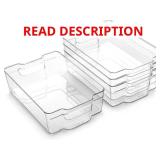 BINO | Stackable Storage Bins, Large - 4 Pack | The Stacker Collection | Clear Plastic Storage Bins | Organization and Storage Containers for Pantry & Fridge | Multi-Use Organizer Bins | BPA-Free