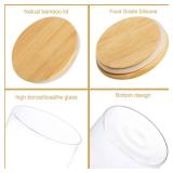 Dabacc 4 Pack Glass Jars with Airtight Bamboo Lids, Glass Kitchen Canisters Clear Container for Food Storage of Dry Goods, Cookie, Candy, Spices, Coffee Beans and More, 18.6 OZ